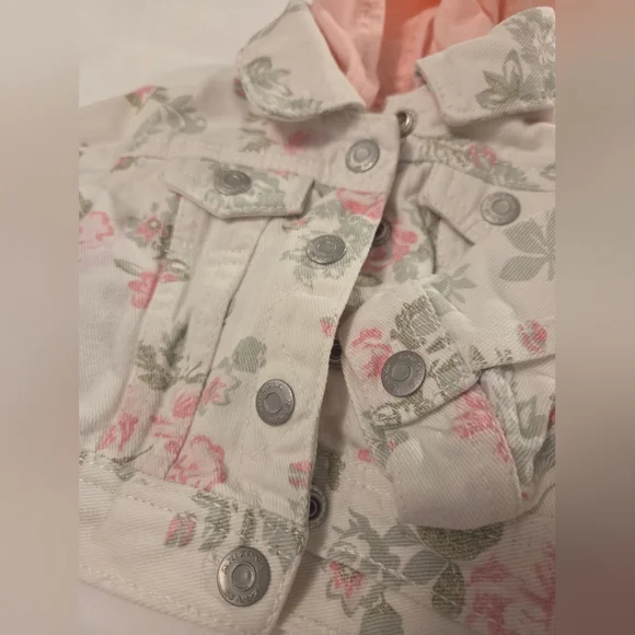 Arizona Jean Company Floral Kids Jean Jacket - Pink and White - Picture 8 of 8